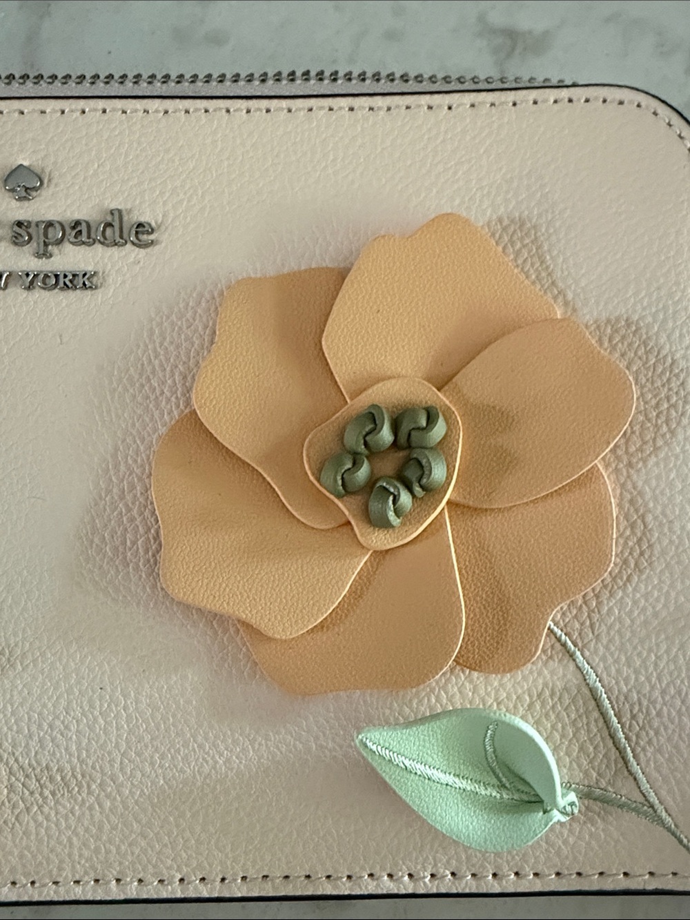 kate spade Blush Floral Applique Zip Wristlet - Picture 6 of 8